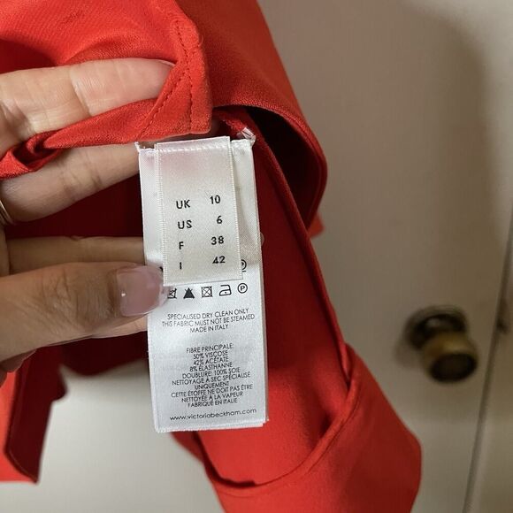 NWOT VICTORIA BECKHAM red orange sleeveless a line mini flare dress size US 6 - Picture 5 of 7